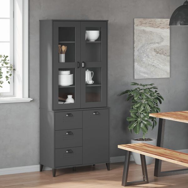 vidaXL Highboard VIKEN Anthrazit 80x40x190 cm Massivholz Kiefer