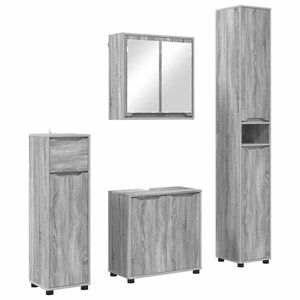 vidaXL Badezimmerm&ouml;bel-Set mit Regal 4 pcs Graues Sonoma Holzwerkstoff