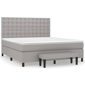 vidaXL Boxspringbett mit Matratze Hellgrau 180x200 cm Stoff