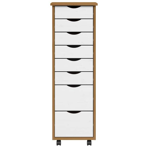 vidaXL Rollschrank mit Schubladen MOSS Honigbraun Massivholz Kiefer