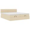 vidaXL Ottoman-Bett mit Matratzen Creme 160x200 cm Stoff