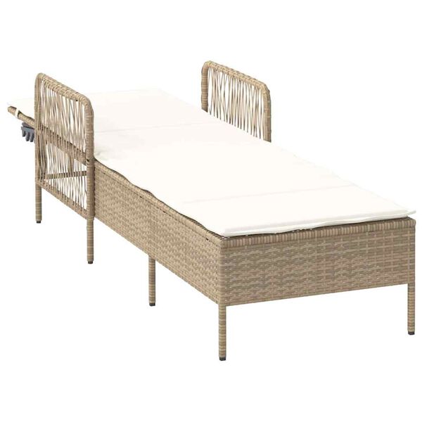 vidaXL Sonnenliege Beige und Cremewei&szlig; 55 x 200 x 92 cm Poly-Rattan