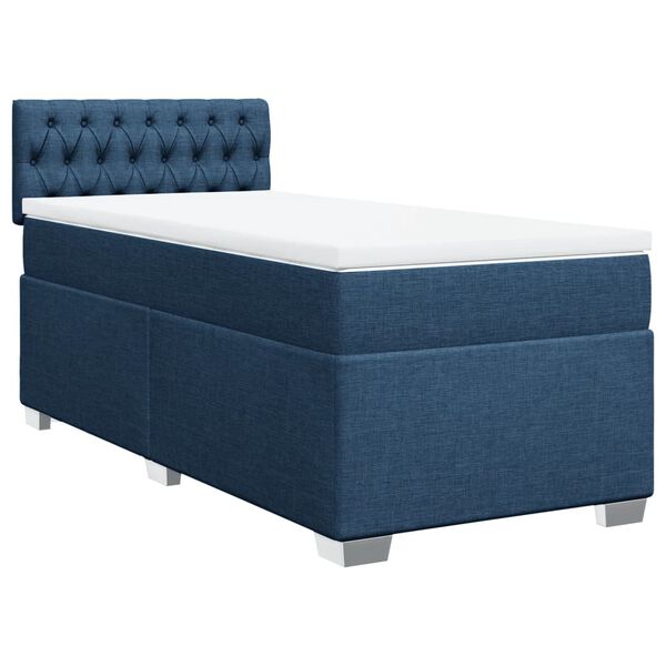 vidaXL Boxspringbett mit Matratze Blau 100x200 cm Stoff
