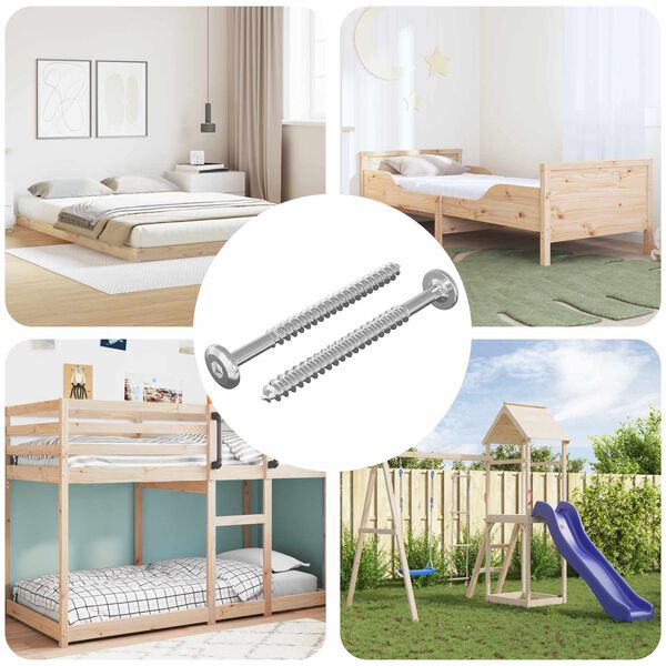 vidaXL Holzschrauben 2 pcs Silber M6 x 70 mm Stahl