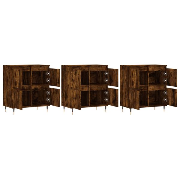 vidaXL Sideboards 3 Stk. R&auml;uchereiche Holzwerkstoff