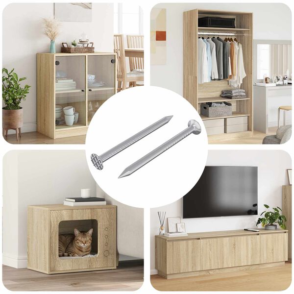 vidaXL N&auml;gel f&uuml;r Holz 2 St&uuml;ck silberfarben &Oslash; 3 x 15 mm aus Metall