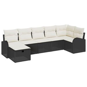 vidaXL Gartensofa-set mit Kissen 7 pcs Schwarz Poly-Rattan