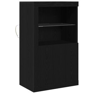 vidaXL LED-Sideboard Schwarz Eichen-Optik 60,5 x 37 x 100 cm