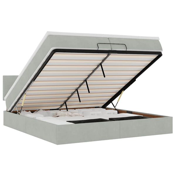 vidaXL Ottoman-Bett mit Matratze Hellgrau 200x200 cm Samt