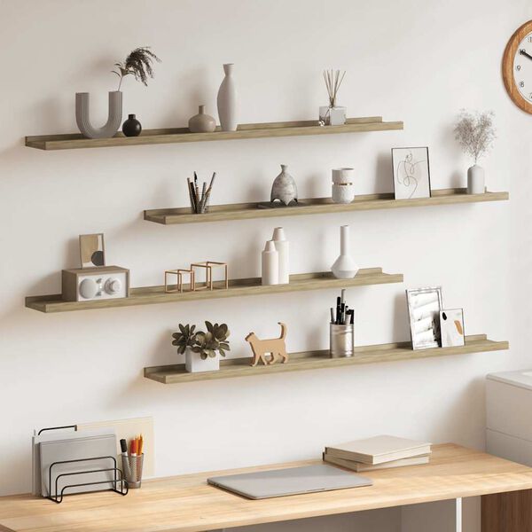 vidaXL Wandregale 4 Stk. Sonoma-Eiche 100x9x3 cm