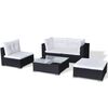 vidaXL 5-tlg. Garten-Lounge-Set mit Auflagen Poly Rattan Schwarz