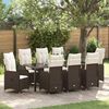 vidaXL Garten Essgruppe mit Kissen 9 pcs Braun Poly Rattan