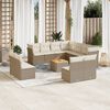 vidaXL 12-tlg. Garten-Sofagarnitur mit Kissen Beige Poly Rattan