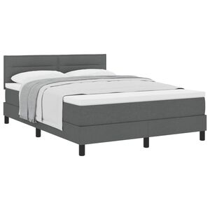 vidaXL Boxspringbett mit Matratze Dunkelgrau 140 x 200 cm Stoff