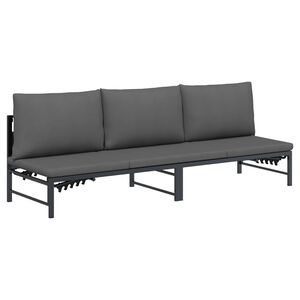 vidaXL Sonnenliege f&uuml;r 3 Personen Schwarz 200 x 62 x 59,5 cm Textilene