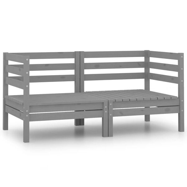 vidaXL 2-Sitzer-Gartensofa Grau Kiefer Massivholz