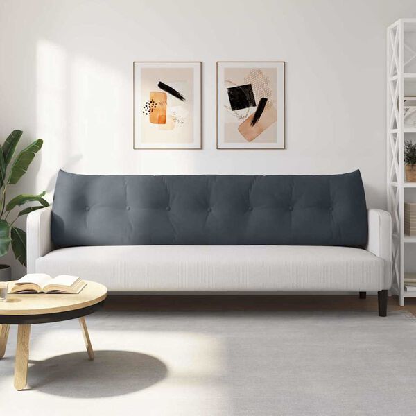 vidaXL R&uuml;cken Kissen Dunkelgrau 200 x 24 x 50 cm Samt