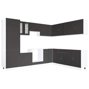 vidaXL 14-tlg. K&uuml;chenschrank-Set Porto Schwarz Holzwerkstoff