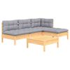 vidaXL 5-tlg. Garten-Lounge-Set mit Grauen Kissen Kiefernholz
