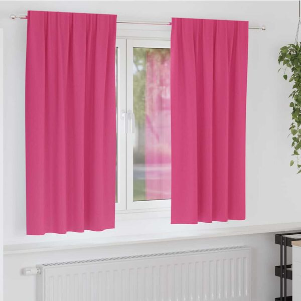 vidaXL Verdunkelungs-Vorh&auml;nge mit Ringen 2 pcs Helles Pink