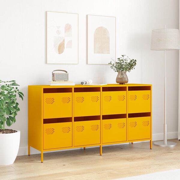 vidaXL Sideboard Senfgelb 135x39x73,5 cm Kaltgewalzter Stahl