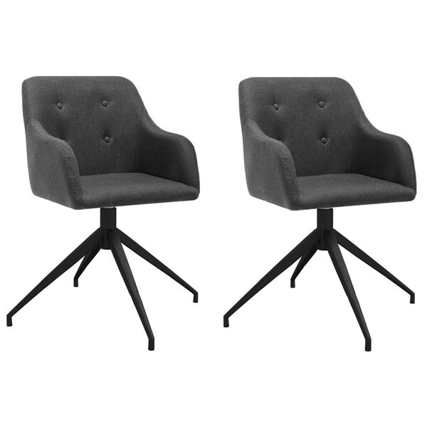 vidaXL Esszimmerst&uuml;hle 2 Stk. Drehbar Dunkelgrau Stoff