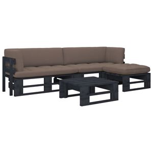 vidaXL 4-tlg. Paletten-Lounge-Set Schwarz Impr&auml;gniertes Kiefernholz
