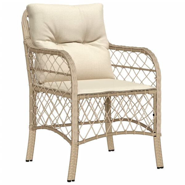 vidaXL 9-tlg. Garten-Essgruppe mit Kissen Beige Poly Rattan