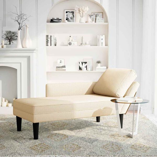 vidaXL Chaiselongue mit Kissen Creme Cordstoff