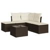 vidaXL 6-tlg. Garten-Sofagarnitur mit Kissen Braun Poly Rattan
