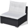 vidaXL 5-tlg. Garten-Lounge-Set mit Auflagen Poly Rattan Schwarz