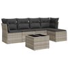vidaXL 6-tlg. Garten-Sofagarnitur mit Kissen Hellgrau Poly Rattan