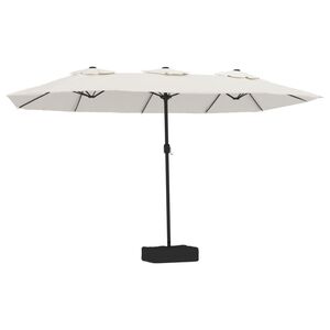 vidaXL Doppel-Sonnenschirm mit LED-Leuchten Sandwei&szlig; 449x265 cm