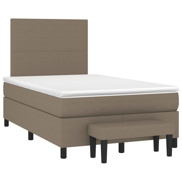vidaXL Boxspringbett mit Matratze Taupe 120x200 cm Stoff
