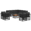 vidaXL Outdoor-Sofagarnitur 12 Stk. Schwarz und Dunkelgrau Polyester
