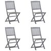 vidaXL Klappbare Gartenst&uuml;hle 4 Stk. mit Kissen Massivholz Akazie