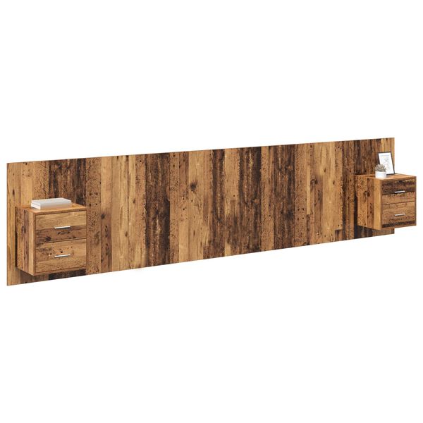 vidaXL Kopfteil mit Schrank mit Schubladen 3 pcs Altholz Holzwerkstoff
