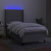 vidaXL Boxspringbett mit Matratze & LED Hellgrau 100x200 cm Stoff