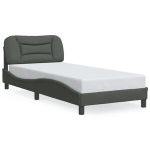 vidaXL Bettgestell mit LED ohne Matratze "Hvar" Dunkelgrau 80x200 cm Stoff
