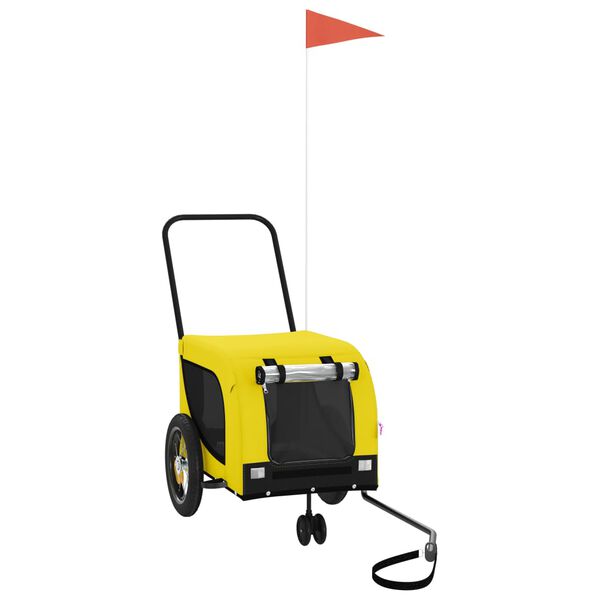 vidaXL Fahrradanhänger Hunde Gelb und Schwarz Oxford-Gewebe & Eisen