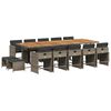 vidaXL 15-tlg. Garten-Essgruppe mit Kissen Grau Poly Rattan
