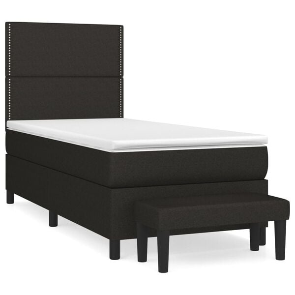 vidaXL Boxspringbett mit Matratze Schwarz 90x190 cm Stoff