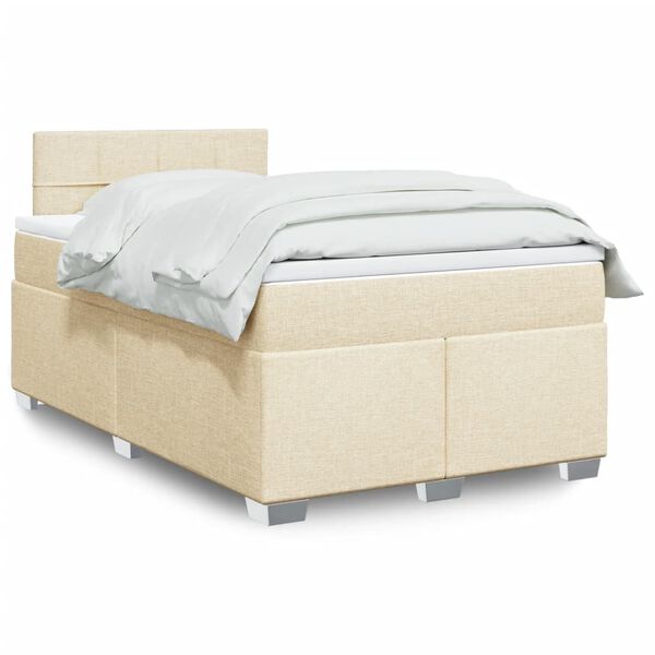 vidaXL Boxspringbett mit Matratze Creme 120x200 cm Stoff