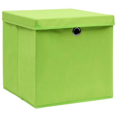 vidaXL Aufbewahrungsboxen mit Deckeln 10 Stk. 28x28x28 cm Grün