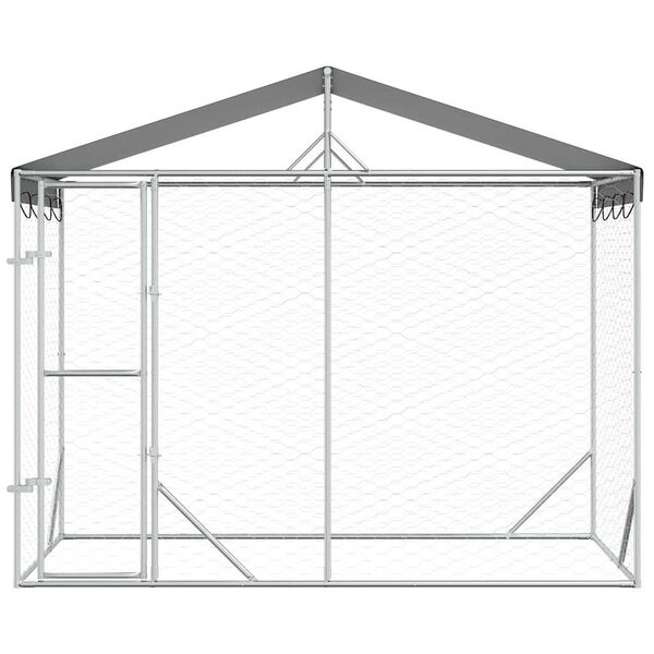 vidaXL Outdoor-Hundezwinger mit Dach Silber 3x1,5x2,5m Stahl Verzinkt