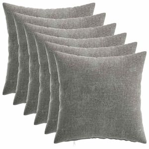 vidaXL Kissenbezug 6 stk. HEERLEN Dunkelgrau 30 x 30 cm Chenille-Stoff