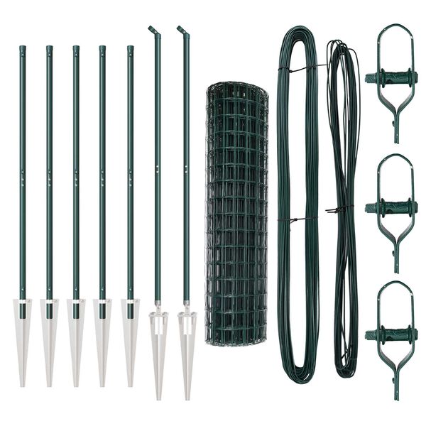 vidaXL Zaun mit Pfosten Gr&uuml;n 1 x 10 m Stahl