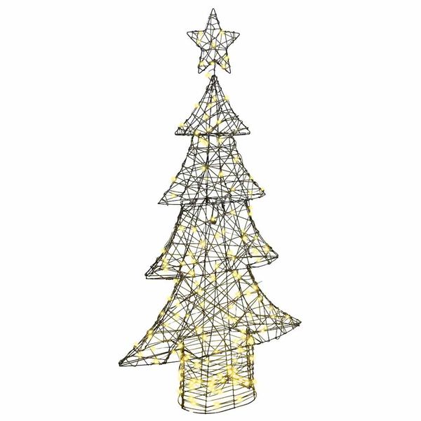 vidaXL Weihnachtsbaum mit 160 LEDs Warmweiß 150 cm Rattan