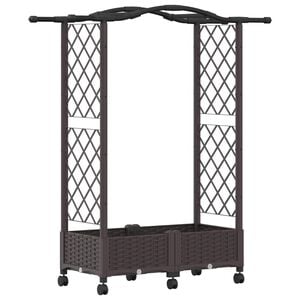 vidaXL Hochbeet mit Rankgitter und Dach Braun 124 x 40 x 129 cm PP