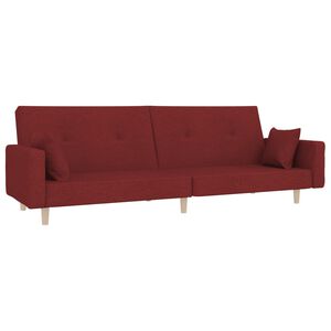 vidaXL Schlafsofa 2-Sitzer mit 2 Kissen Weinrot Stoff